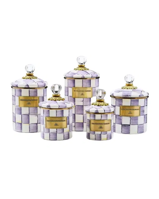 MacKenzie-Childs Violet Check Large Canister