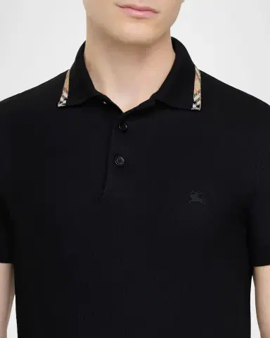 Burberry Men's Slim Fit Check-Placket Pique Polo Shirt | Thumbnail 3 Burberry Men's Slim Fit Check-Placket Pique Polo Shirt | Thumbnail 3