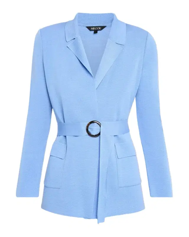 Misook Belted Wrap-Front Knit Jacket