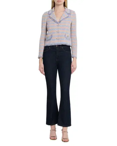 Misook Striped Fringe-Trim Knit Crop Jacket | Thumbnail 1