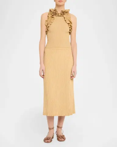 Zimmermann Luna Metallic Ribbed Midi Skirt | Thumbnail 2