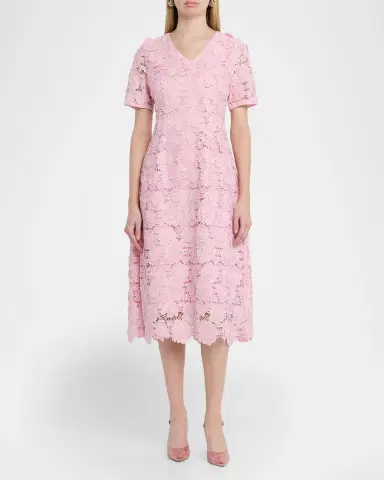 Misook Scalloped A-Line Floral Lace Midi Dress | Thumbnail 2