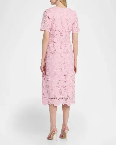 Misook Scalloped A-Line Floral Lace Midi Dress | Thumbnail 3