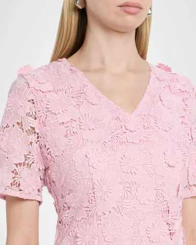 Misook Scalloped A-Line Floral Lace Midi Dress | Thumbnail 5