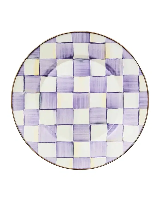 MacKenzie-Childs Violet Check Dinner Plate