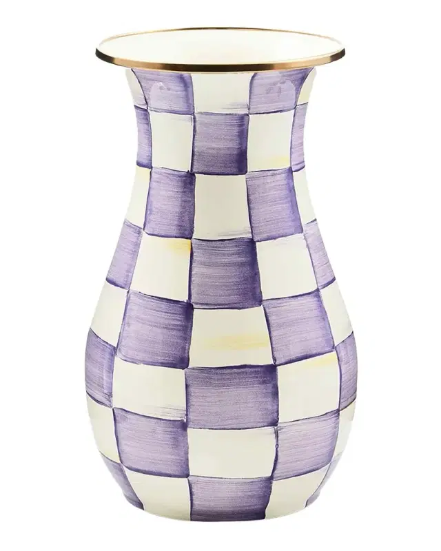 MacKenzie-Childs Violet Check Tall Vase