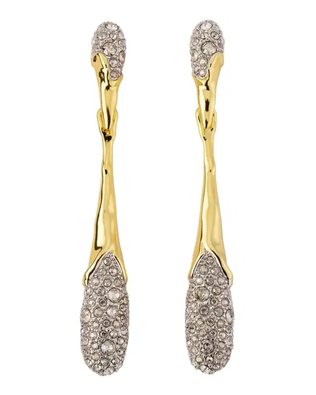 Solanales Linear Crystal Teardrop Earrings