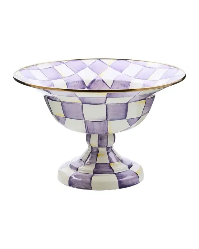 MacKenzie-Childs Violet Check Large Compote