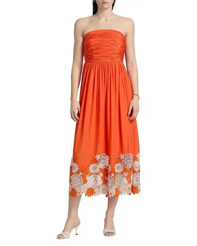 Milani Embroidered Strapless Maxi Dress