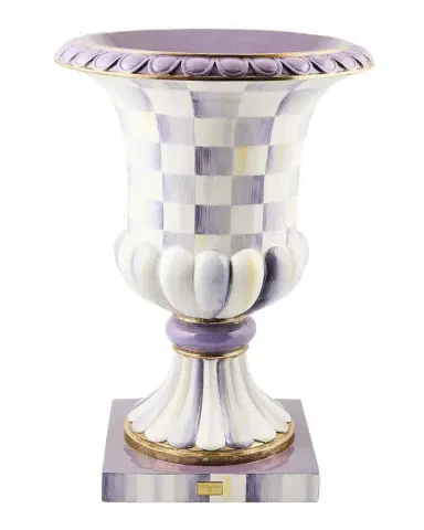 MacKenzie-Childs Violet Check Pedestal Urn | Thumbnail 1
