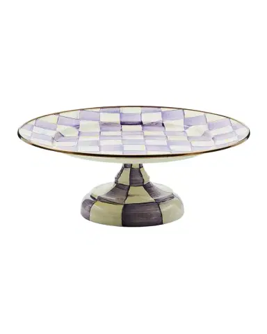 MacKenzie-Childs Violet Check Small Pedestal Platter | Thumbnail 1 MacKenzie-Childs Violet Check Small Pedestal Platter | Thumbnail 1