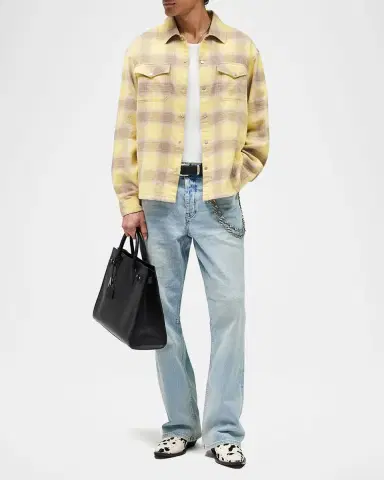 Represent Men's Vintage Flannel Snap-Front Shirt | Thumbnail 2