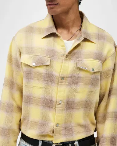 Represent Men's Vintage Flannel Snap-Front Shirt | Thumbnail 5