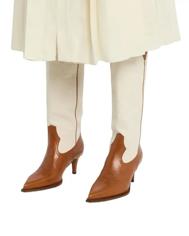 Lucille Leather and Canvas Knee-High Cowboy Boots