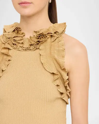 Zimmermann Luna Metallic Ruffled Tank Top | Thumbnail 5