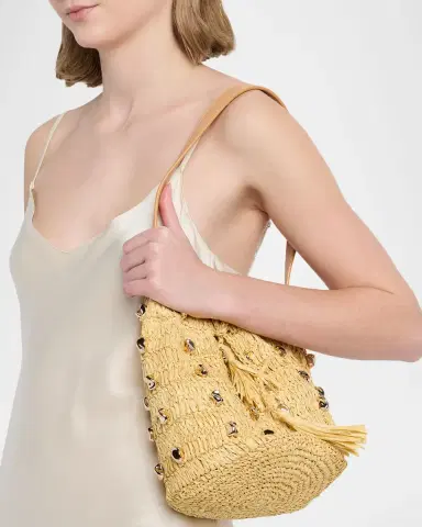 BTB Los Angeles Gaila Studded Raffia Bucket Bag | Thumbnail 2 BTB Los Angeles Gaila Studded Raffia Bucket Bag | Thumbnail 2