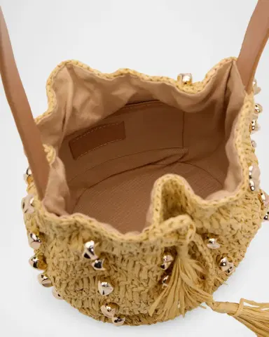 BTB Los Angeles Gaila Studded Raffia Bucket Bag | Thumbnail 4 BTB Los Angeles Gaila Studded Raffia Bucket Bag | Thumbnail 4
