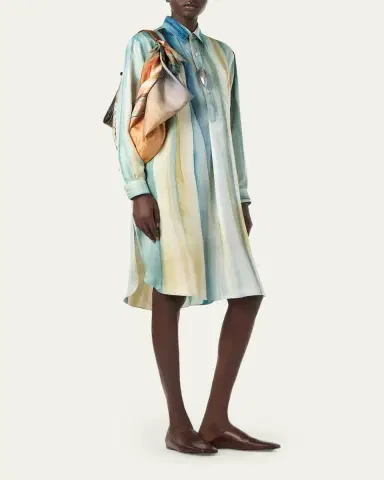Loro Piana Kailee Abstract-Print Silk Twill Shirtdress | Thumbnail 4