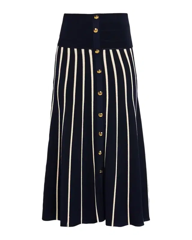 Luna Striped Knit Midi-Skirt