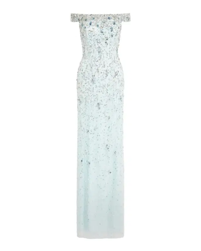 Jenny Packham Jessie Embellished Off-The-Shoulder Gown