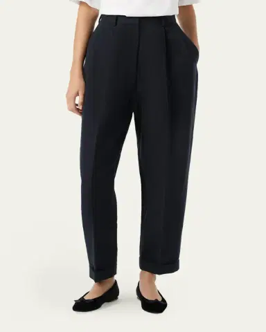 Loro Piana Cale Linen Straight-Leg Ankle Trousers | Thumbnail 4