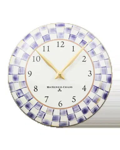 MacKenzie-Childs Violet Check Wall Clock | Thumbnail 2 MacKenzie-Childs Violet Check Wall Clock | Thumbnail 2