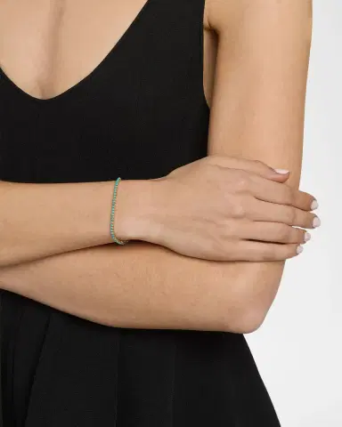 Jennifer Meyer 18K Yellow Gold 4-Prong Turquoise Tennis Bracelet | Thumbnail 2 Jennifer Meyer 18K Yellow Gold 4-Prong Turquoise Tennis Bracelet | Thumbnail 2