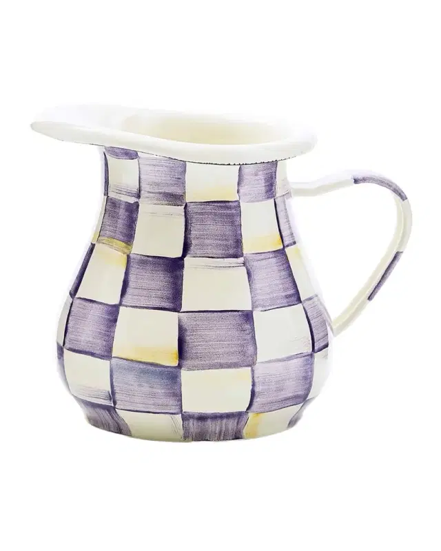 MacKenzie-Childs Violet Check Creamer, 14 oz.