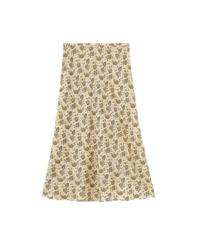 Simona Floral Silk Fil Coupé Midi Skirt