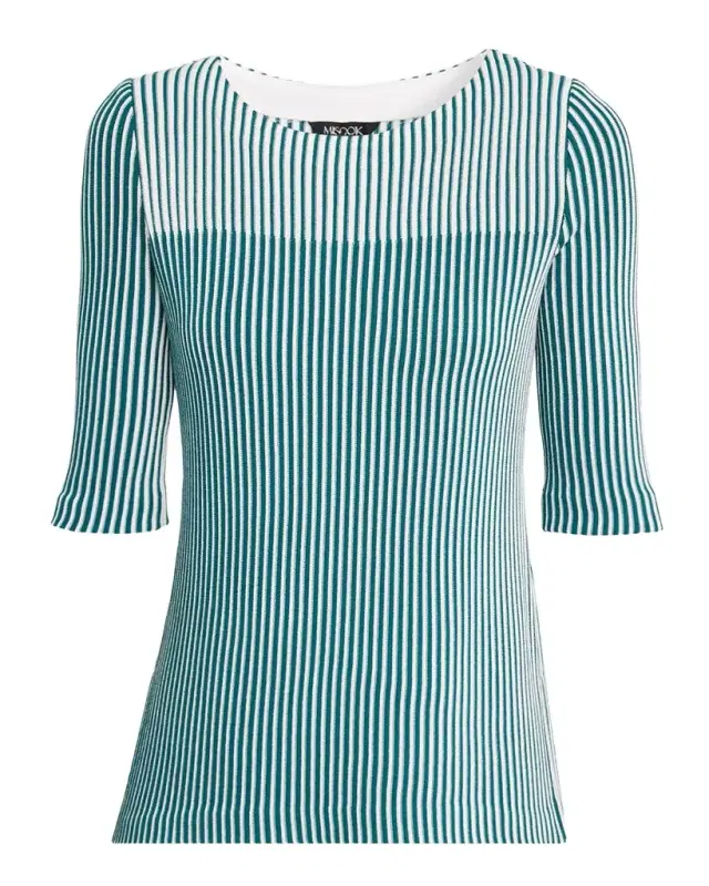 Misook Two-Tone Striped Knit Tunic