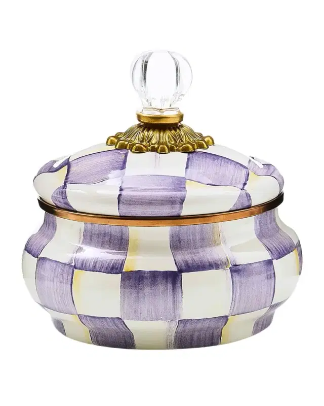 MacKenzie-Childs Violet Check Squashed Pot