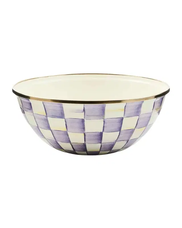 MacKenzie-Childs Violet Check Medium Everyday Bowl