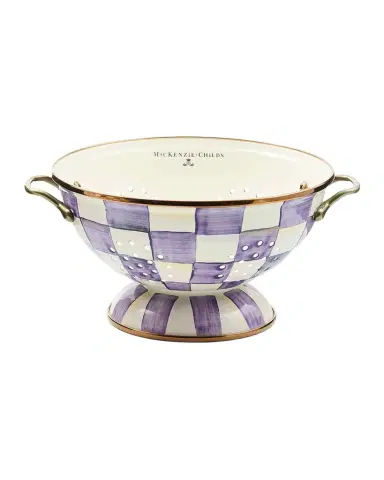 MacKenzie-Childs Violet Check Large Colander | Thumbnail 1