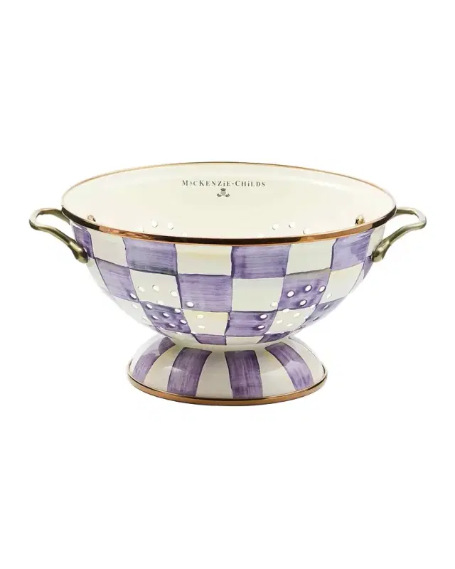 MacKenzie-Childs Violet Check Large Colander