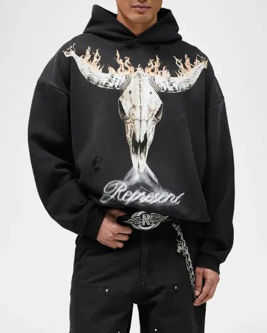 Represent Men's British Cowboys Distressed Hoodie | Thumbnail 4