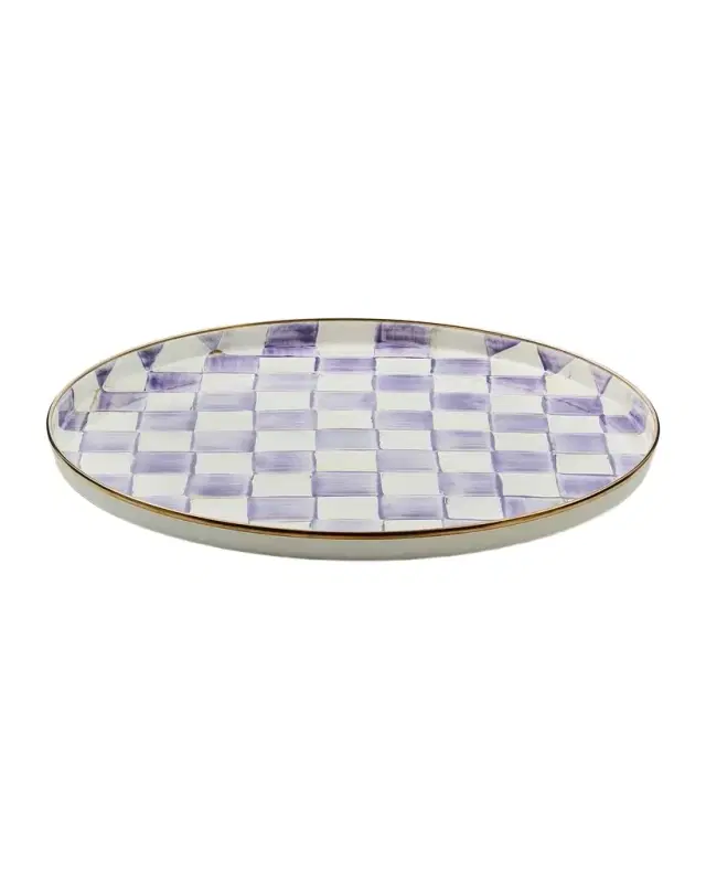 MacKenzie-Childs Violet Check Round Tray