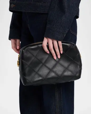 Tory Burch Fleming Large Quilted Leather Soft Pouch Bag | Thumbnail 5 Tory Burch Fleming Large Quilted Leather Soft Pouch Bag | Thumbnail 5