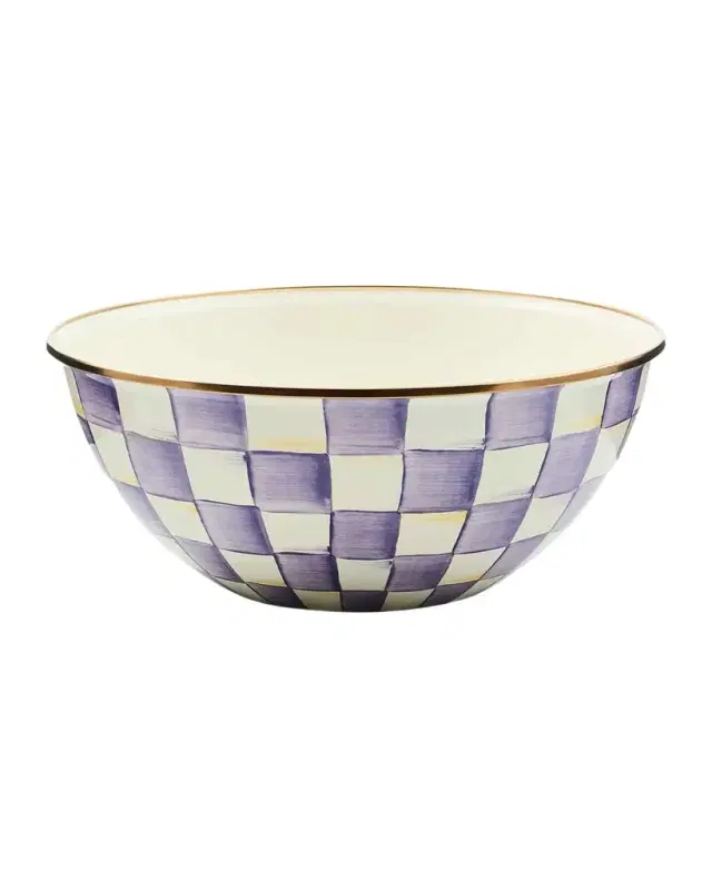 MacKenzie-Childs Violet Check Large Everyday Bowl