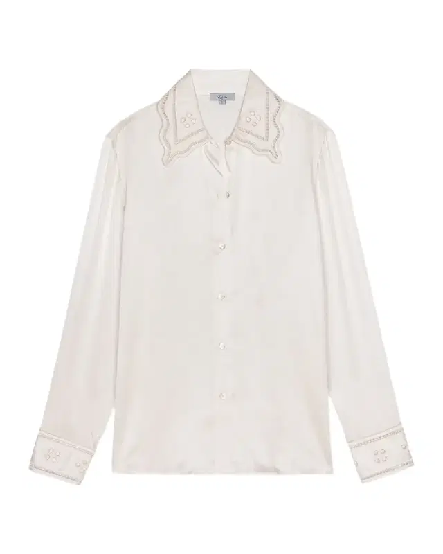Clarise Silk Scallop-Trimmed Shirt