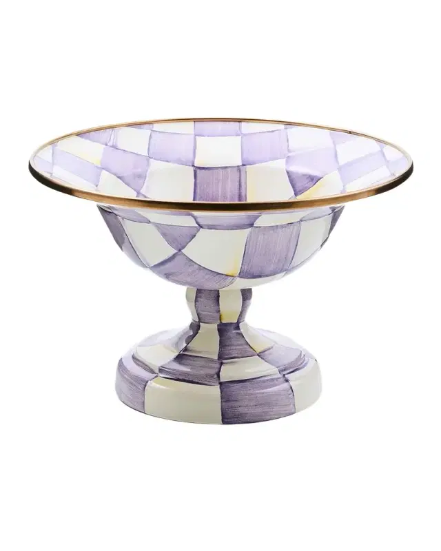 MacKenzie-Childs Violet Check Small Compote
