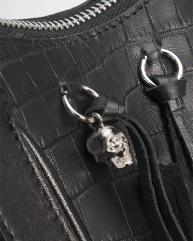 Alexander McQueen Manta Fringed Croc-Embossed Leather Shoulder Bag | Thumbnail 5