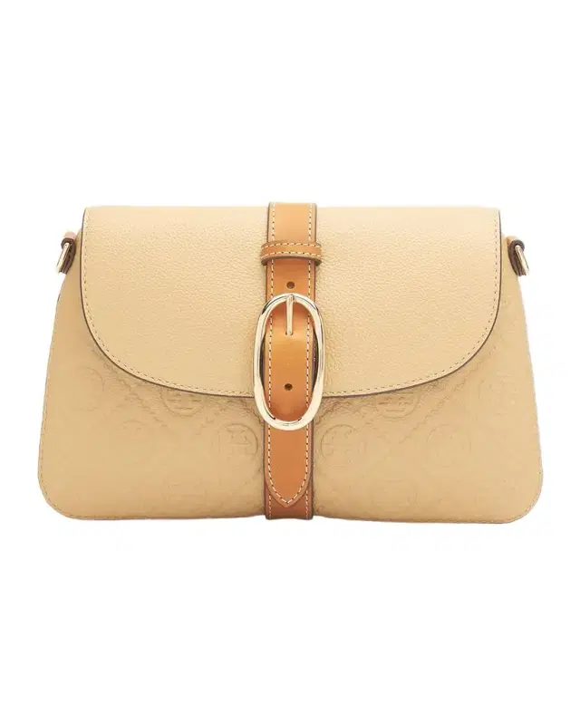Tory Burch T Monogram Pebbled Leather Shoulder Bag