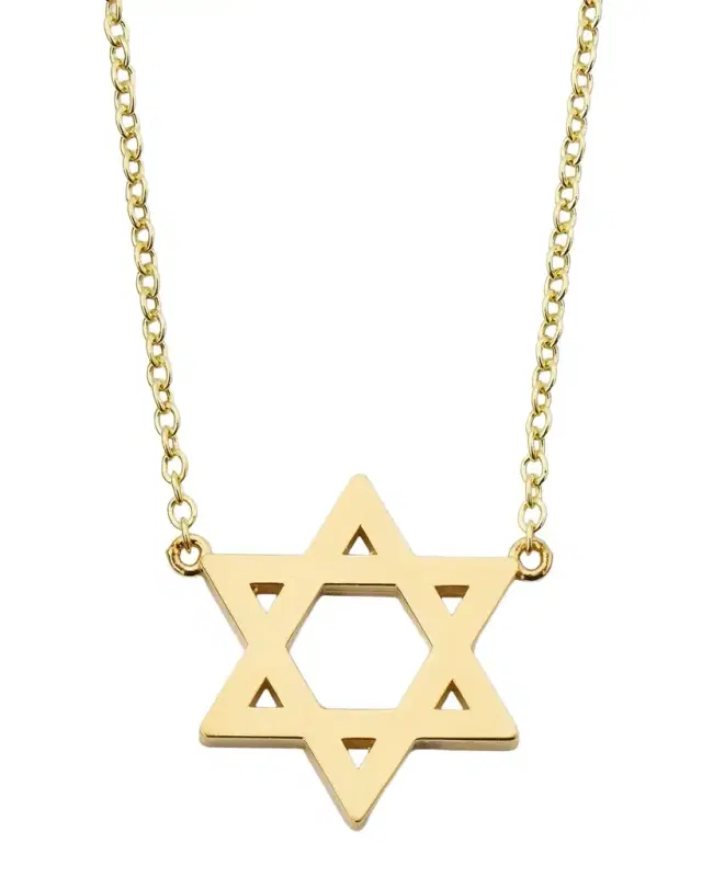 18K Yellow Gold Star of David Pendant Necklace