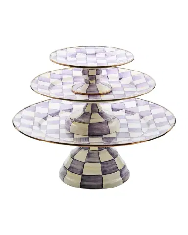 MacKenzie-Childs Violet Check Mini Pedestal Platter | Thumbnail 1 MacKenzie-Childs Violet Check Mini Pedestal Platter | Thumbnail 1