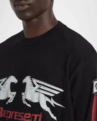 Represent Men's Mesh Pegasus Cotton Long-Sleeve T-Shirt | Thumbnail 5 Represent Men's Mesh Pegasus Cotton Long-Sleeve T-Shirt | Thumbnail 5
