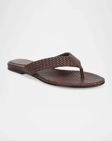 Vince Lotus Woven Leather Flat Thong Sandals | Thumbnail 2