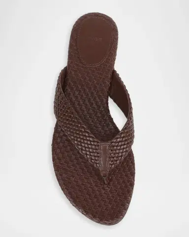 Vince Lotus Woven Leather Flat Thong Sandals | Thumbnail 4