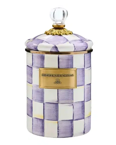 MacKenzie-Childs Violet Check Medium Canister | Thumbnail 1