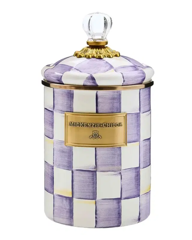 MacKenzie-Childs Violet Check Medium Canister