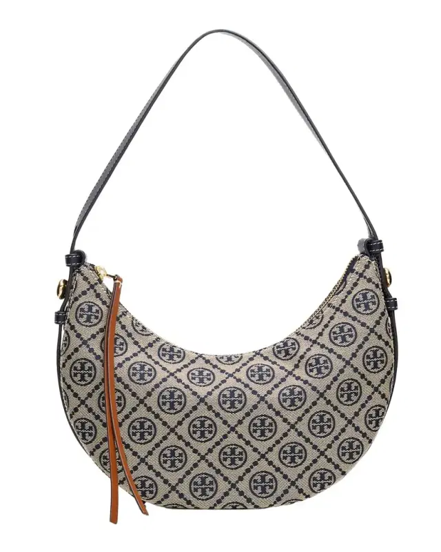 Tory Burch Romy T Monogram Half-Moon Shoulder Bag